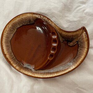 Vtg Brown Drip Glaze MCM Paisley Shaped Ashtray 10" x 7" Made In USA 101 #A Cali